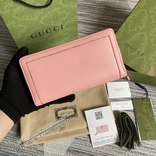 Gucci新款錢包 古馳竹子設計拉鏈女錢包 Gucci全皮純色長錢包 658634  ydg3022